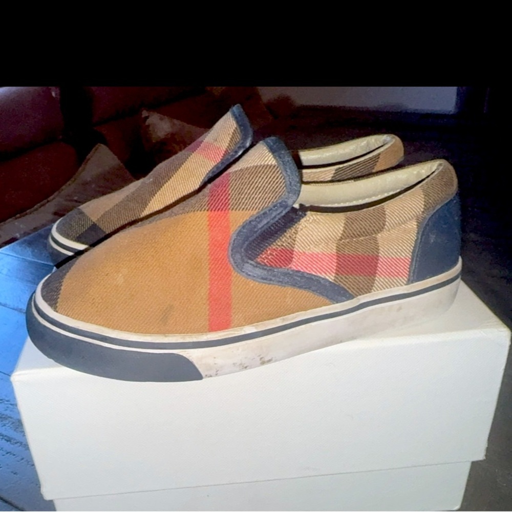 Burberry Tan Check Slip-On Sneakers